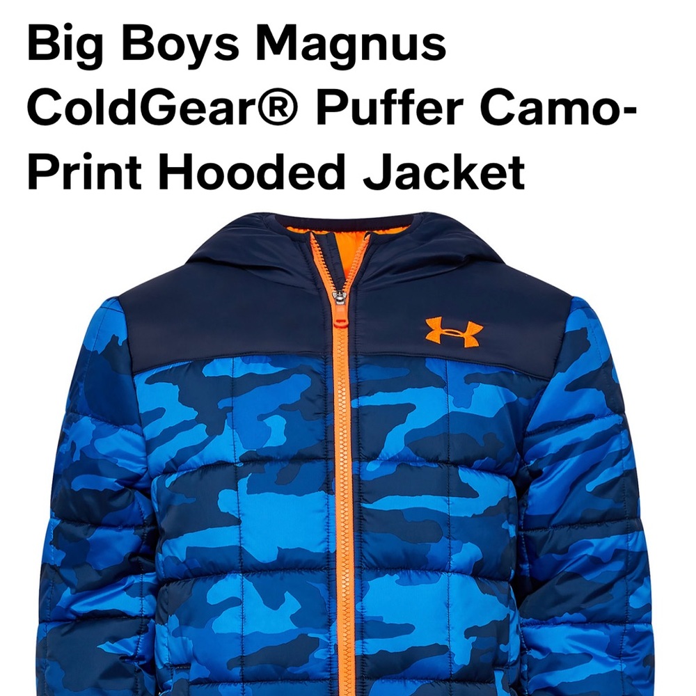Under Armour Big Boys Magnus ColdGear® Puffer Camo-Print Hooded Jacket